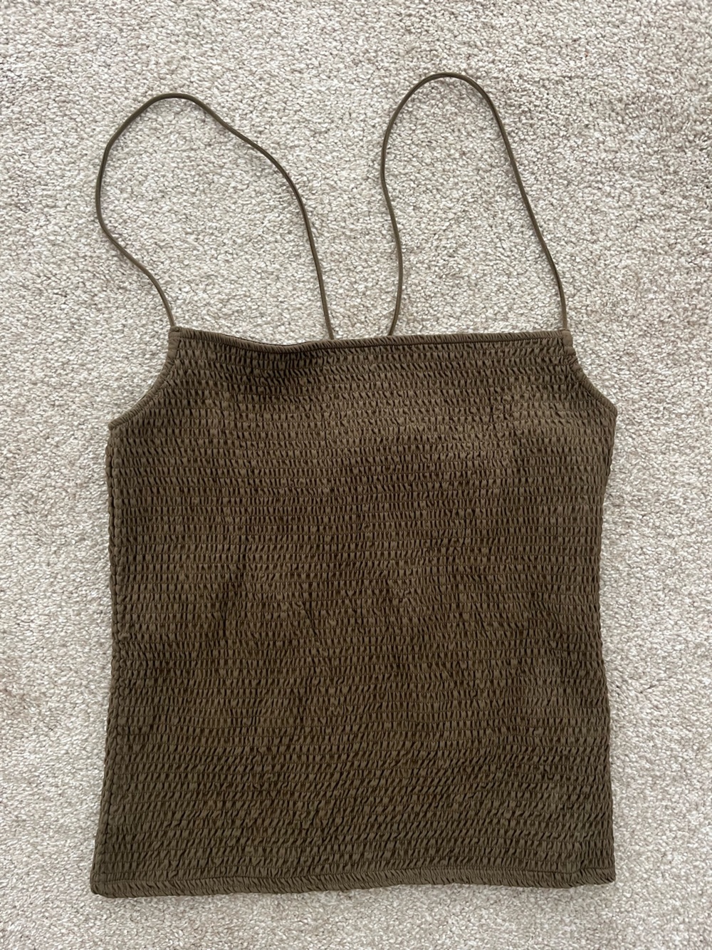 NWT Smocked Spaghetti Strap Tank Top - Olive Green